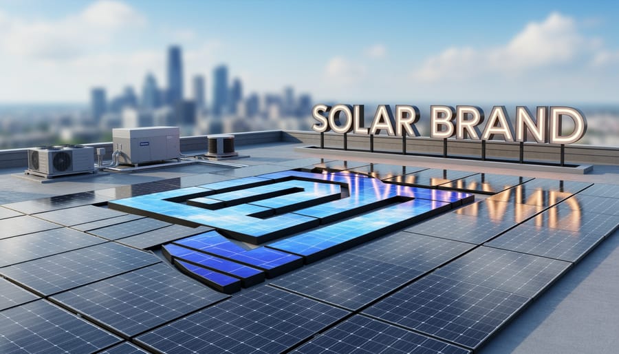 Rooftop solar panels installed on a commercial building with an installer’s tools nearby.